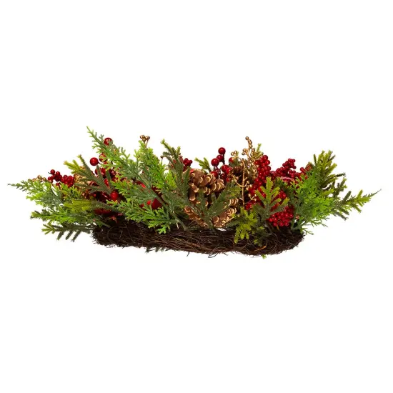 Kurt Adler 24-Inch Un-Lit Decorated Green Rattan Wreath {6}