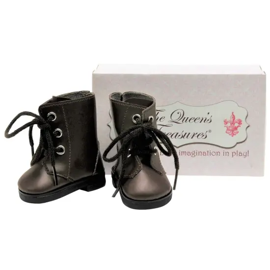 The Queen's Treasures 18 Inch Doll Shoes Brown Lace Up Boots and Shoe Box {4}