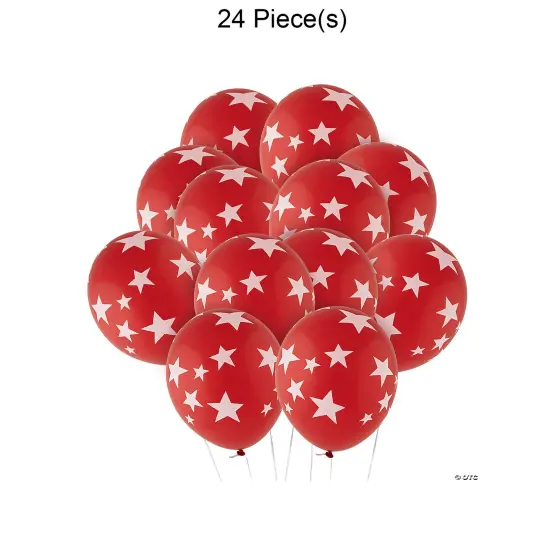 Stars 11" Latex Balloons 24 Pc Red {1}