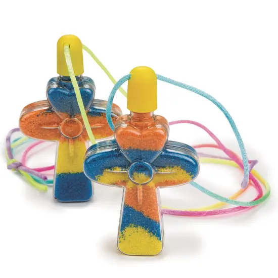 S&S Worldwide Sand Art Cross Necklace Craft Kit, Create Colorful Cross Necklaces By Layering Included Sand, Great Group Project for Kids, Church Camp, Sunday School, 2" W x 3" H, 36" Cord, Pack of 24 {1}