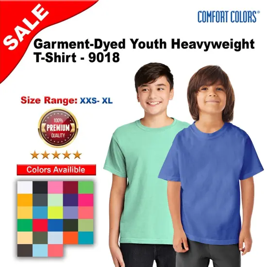 Comfort Colors&reg; Garment Dyed Youth Heavyweight Crewneck Short Sleeve T-Shirt Crimson {3}