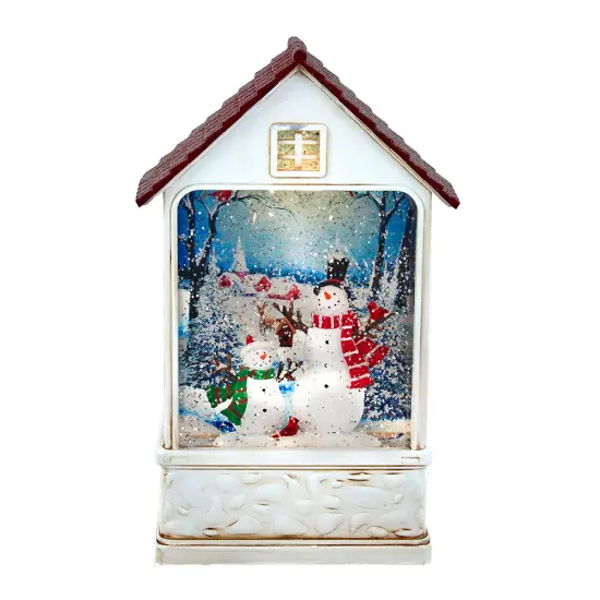 Kurt Adler 9.2-Inch Battery-Operated Lighted Snowman House Water Lantern {1}