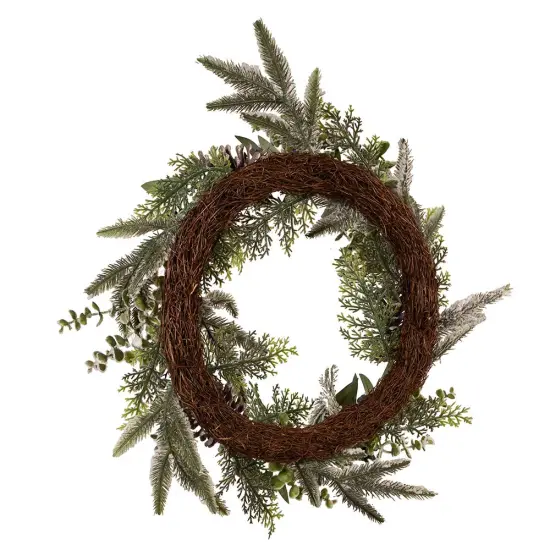 Kurt Adler 24-Inch Un-Lit Decorated Rattan Wreath with Blueberries {3}