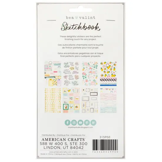 Bea Valint Sketchbook Sticker Book-8 Sheets {2}
