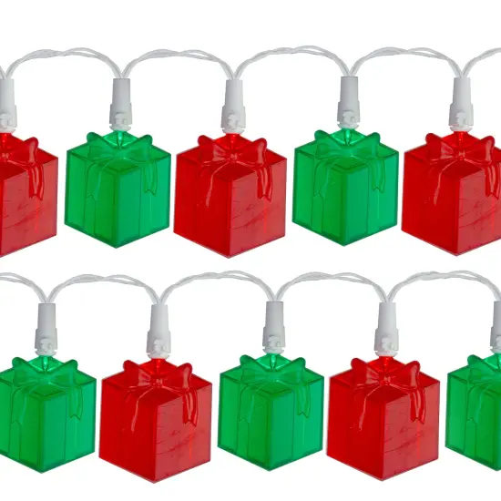 Sienna LED Gift Box Christmas Lights - Red and Green - 9.5' White Wire - Clear Lights - 20ct {6}
