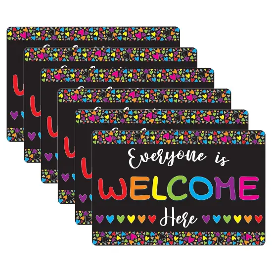Computer Mouse Pad, 8" x 10", Everyone is Welcome Here, Hearts, Pack of 6 {1}