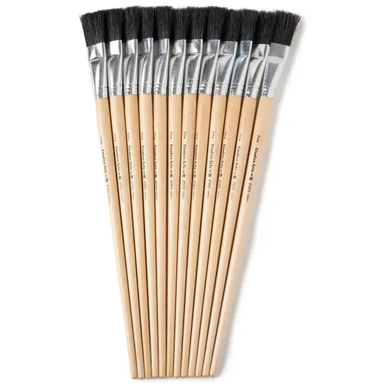 Long Handle Easel Brush, Size 18, Natural Bristle, Flat, Pack of 12 {1}