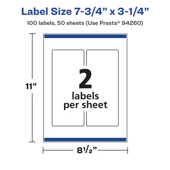 Avery Glossy White Rectangle Labels with Sure Feed, 7.75" x 3.25" {5}