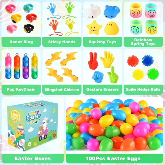 100Pcs Prefilled Easter Eggs with Toys, Filled Easter Eggs with Toys Inside, Easter Eggs Filled Basket Stuffed {3}