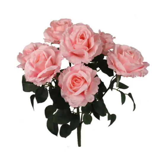 Rose Bush w/ 7 Silk Blooms – 20" Tall, 2 PACK Elegant Décor {1}
