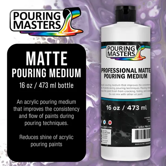 16oz (Pint) Pouring Paint Matte Medium - Professional Acrylic Medium for Improving Paint Flow & Cell Effects Creator, Viscosity Adjuster {2}
