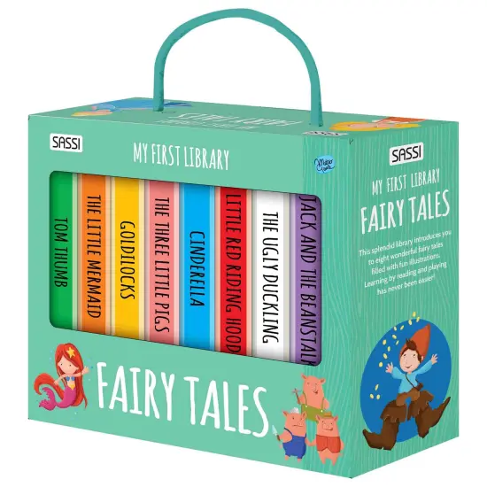 Sassi: My First Library - Fairy Tales - 8 Cardboard Mini-Book Set, Learn By Reading & Playing, Illustrated Story Books, Portable Box, Kid-Toddlers 2+ {1}