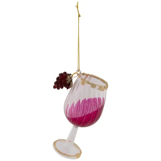 Northlight 4.25" Red and Clear Glittered Wine Glass Christmas Ornament {4}