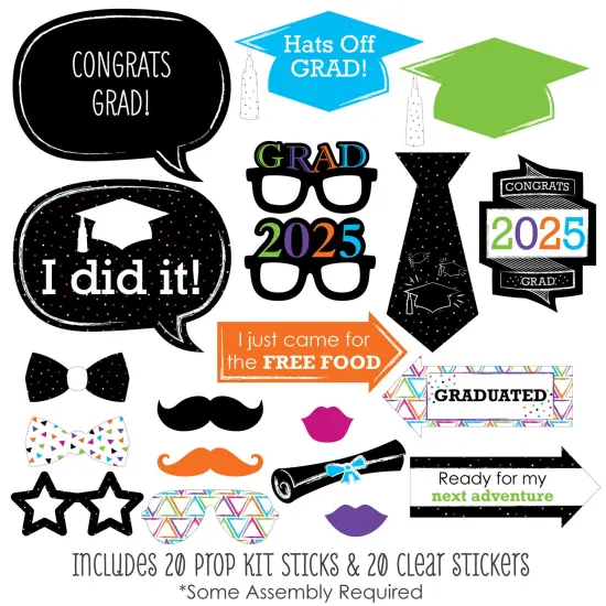 Big Dot of Happiness Hats Off Grad - 2025 Graduation Party Photo Booth Props Kit - 20 Count {3}