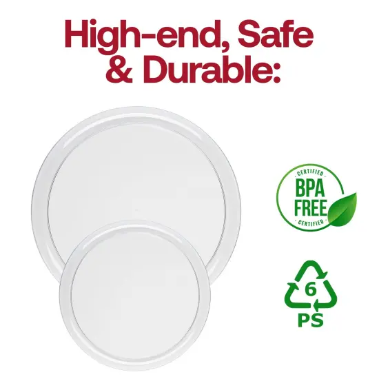 Clear Flat Round Disposable Plastic Appetizer/Salad Plates - 8.5" (120 Plates) {5}