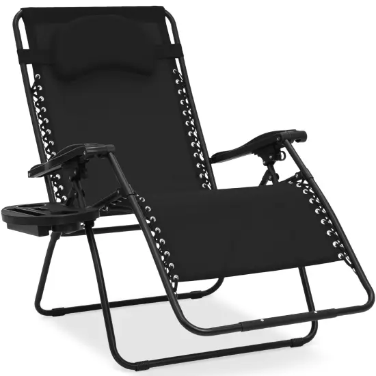 Best Choice Products Oversized Zero Gravity Chair, Folding Outdoor Patio Recliner w/ Cup Holder Black {1}