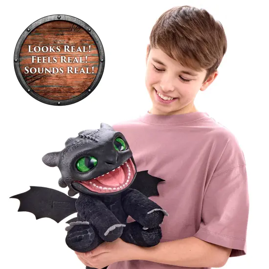 WOW! STUFF How To Train Your Dragon: Toothless Puppetronic by RealFX - Looks-Feels-Sounds Real, 50+ Action & Sounds, 10" High Plush, Kids Ages 6+ {7}