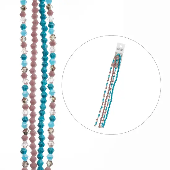 Crystal Lane DIY 7" Designer Glass Bead Multiple Strands Purple and Blue Mix {4}
