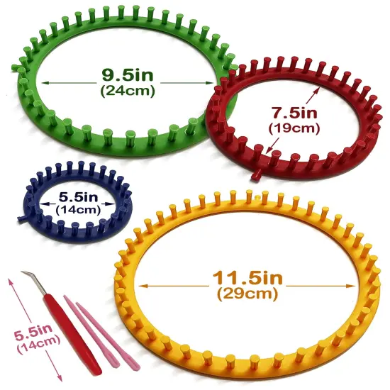 UCDRMA Loom Knitting Kit with Yarn, 23PCS Round Knitting Loom Kit for Beginners Including Instructions and Pom Pom Maker, Easy & Quick Hat Knitting Loom Set/Scarf Loom Knitting Set for Family {5}