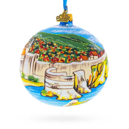 The Walls of Dubrovnik, Croatia Glass Ball Christmas Ornament 4 Inches {1}