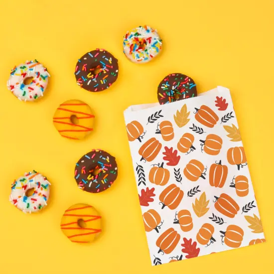 Big Dot of Happiness Fall Pumpkin Paper Treat Bags, Individual Candy Snack Favors, Greaseproof White Sandwich Cookie Bags - 25 Count {4}