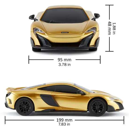 CMJ RC Cars: McLaren 675LT - Gold - 1:24 Scale, Remote Control Radio Vehicle, 2.4 Ghz, LED Headlights, Indoor-Outdoor Racing Toy, Licensed Model {3}