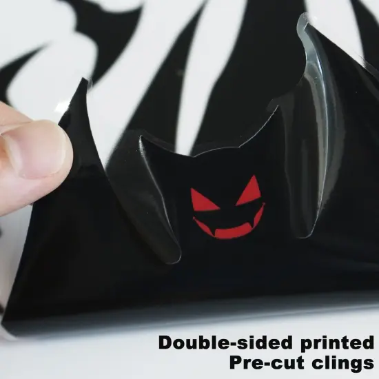 6 Sheets Large Scary Bats Silhouette Window Stickers {4}