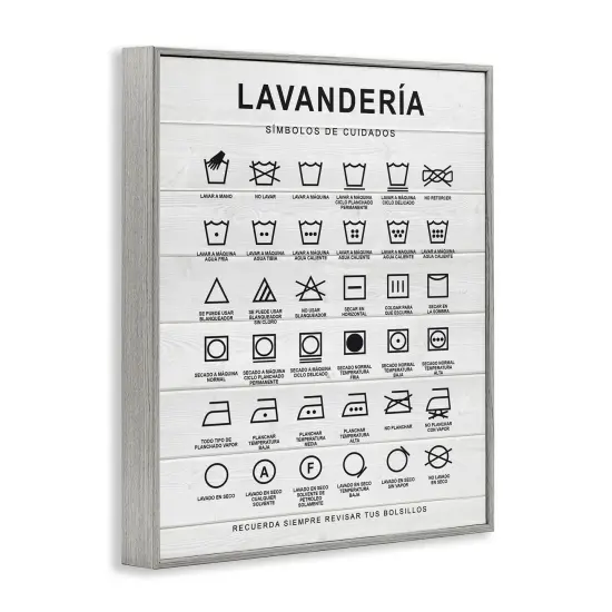Stupell Industries Guía de Lavado de Ropa, Blanco Framed Giclee Art Gray Framed {3}