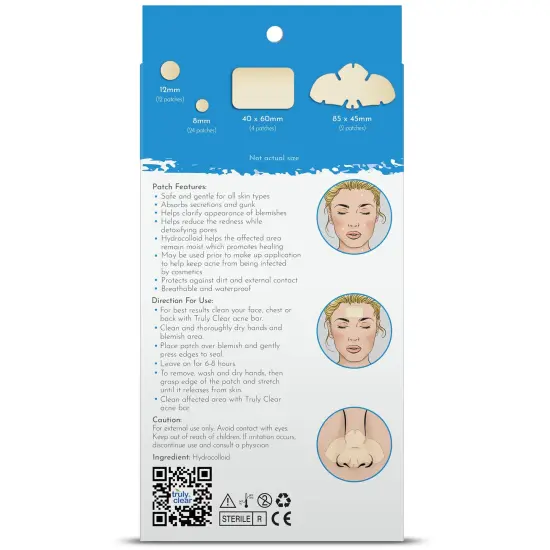 Truly Clear: Hydrocolloid Acne Fighting Target Patches - 42ct - 4 Dot & Cover Sizes, Zit-Blemish, Face-Body, Vegan Skincare, Overnight Spot Treatment {4}