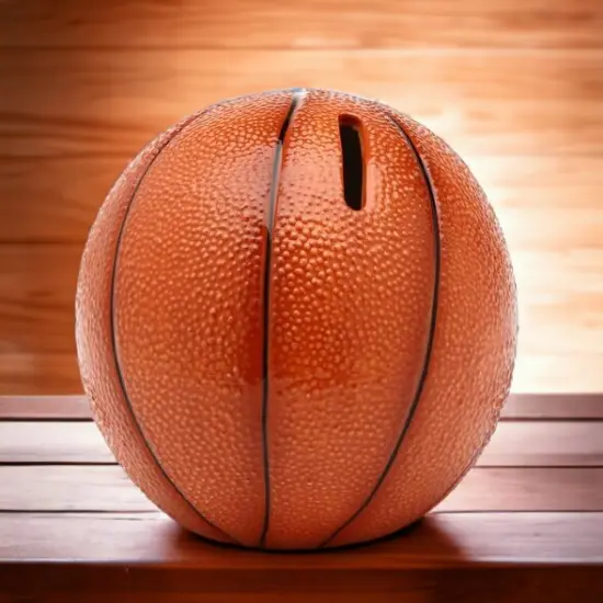 Ceramic Basketball Piggy Bank, Home D&eacute;cor, Gift for Him, Gift for Dad, Gift for Son, Kid&rsquo;s Room D&eacute;cor, Game Room Decor {1}