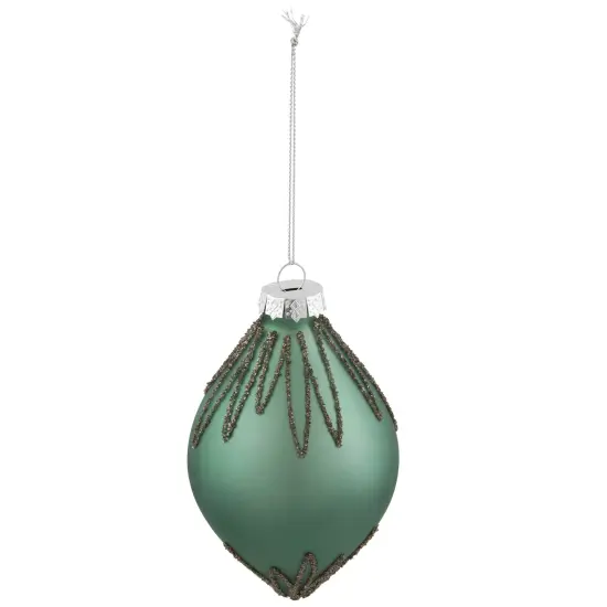Northlight Matte Finial with Glittered Starburst Glass Christmas Ornament - 5" - Green {5}