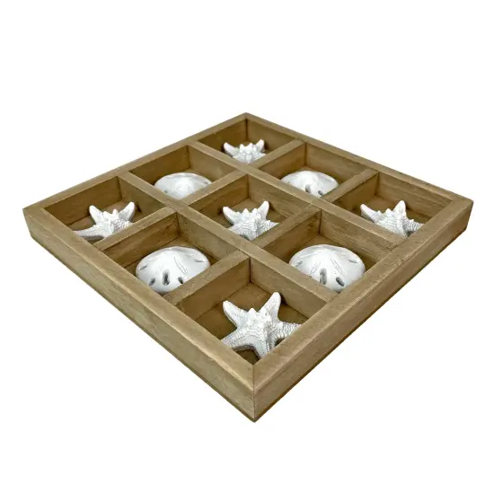 Wooden Tic Tac Toe Game Starfish Sand Dollar Coastal Beach Decor 7 in Board Gift {3}
