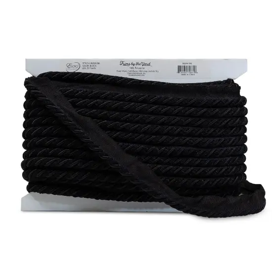 5 yards of Helena 3/8" Decorative Lip Cord Trim | 5 yard cut Black {3}