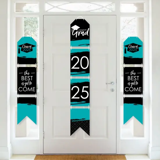 Big Dot of Happiness Teal Grad - Best is Yet to Come - Hanging Vertical Paper Door Banners - 2025 Turquoise Party Wall Decor Kit- Indoor Door Decor {1}