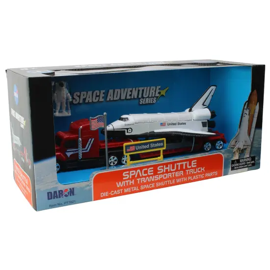 Space Adventure: Space Shuttle Transporter Truck - Die-Cast Ship Design, Free-Wheeling Action, Realistic Opening Cargo Bay, NASA Toy, Kids Ages 3+ {5}