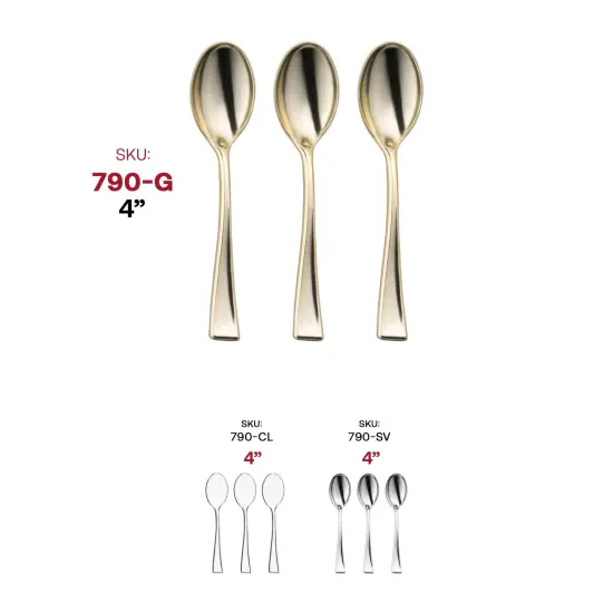 Shiny Metallic Gold Mini Plastic Disposable Tasting Spoons (600 Spoons) {6}