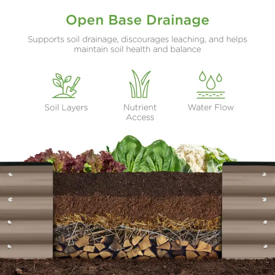 Best Choice Products 8x2x1ft Outdoor Metal Raised Oval Garden Bed, Planter Box for Vegetables, Flowers Taupe {3}