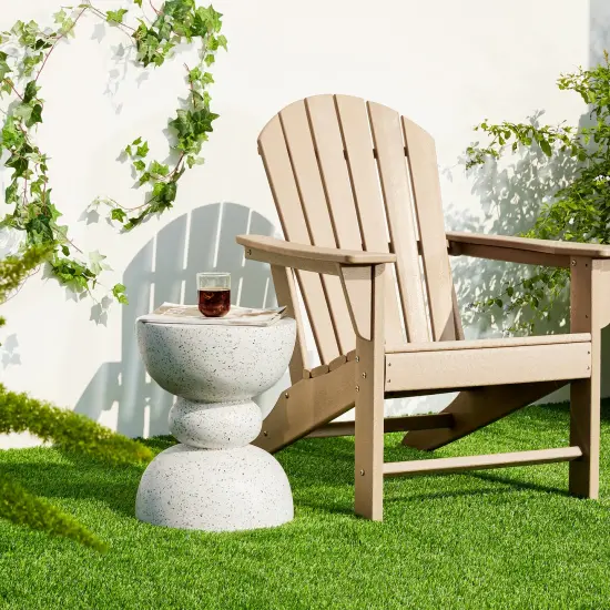 Set of 2 17.25"H Multi-functional MGO Faux Terrazzo Garden Stool or Planter Stand or Accent Table White {3}