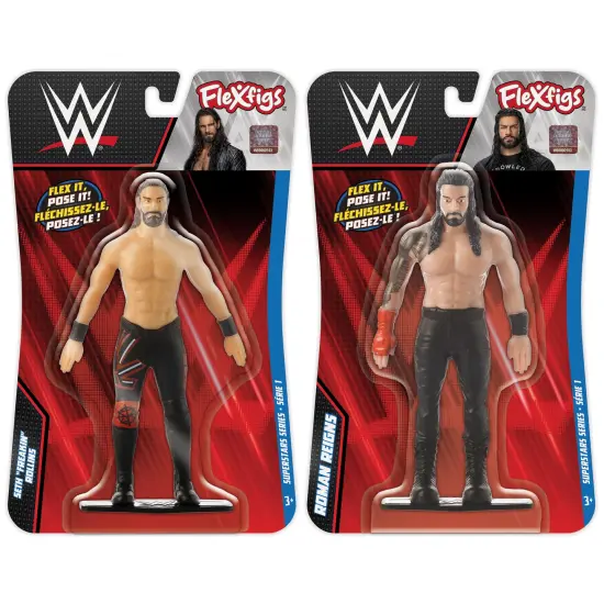 FleXfigs: Seth Rollins & Roman Reigns - 2 Character Pack - WWE Superstars Articulated Action Figures, Flex It - Pose It!, Toy Miniatures, Kids Ages 3+ {3}
