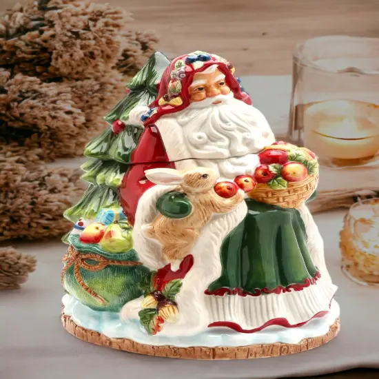 Ceramic Santa Fruitful Holiday Cookie Jar, Home D&eacute;cor, Gift for Her, Gift for Mom, Kitchen D&eacute;cor, Christmas D&eacute;cor {2}