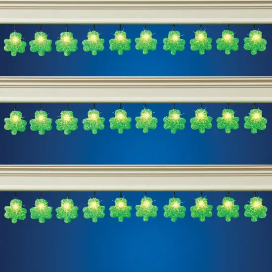 Collections Etc LED Lighted St. Patrick's Day Shamrock String Lights {1}