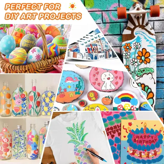 48 Colors Acrylic Paint Pens, Dual Tip Acrylic Paint Markers with Brush Tip and Fine Tip, Acrylic Pens for Rock Painting, Wood, Canvas, Stone, Glass, Ceramic,DIY Crafts Making Art Supplies {5}