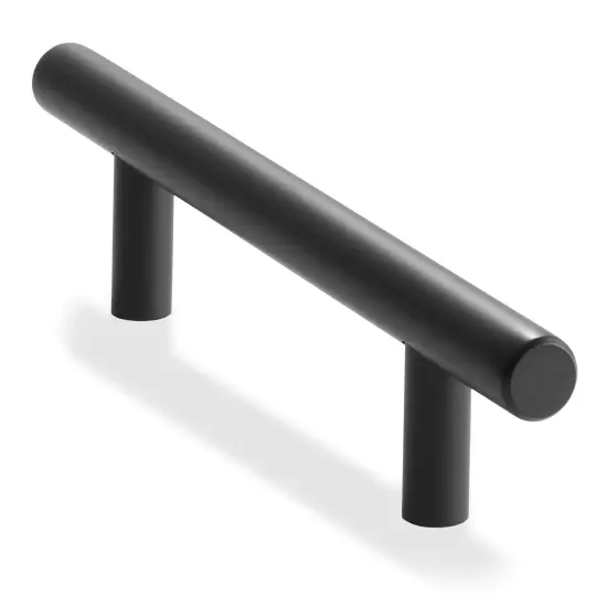Cauldham Solid Stainless Steel Euro Cabinet Pull Matte Black (3-3/4" Hole Centers) - 10 Pack {1}