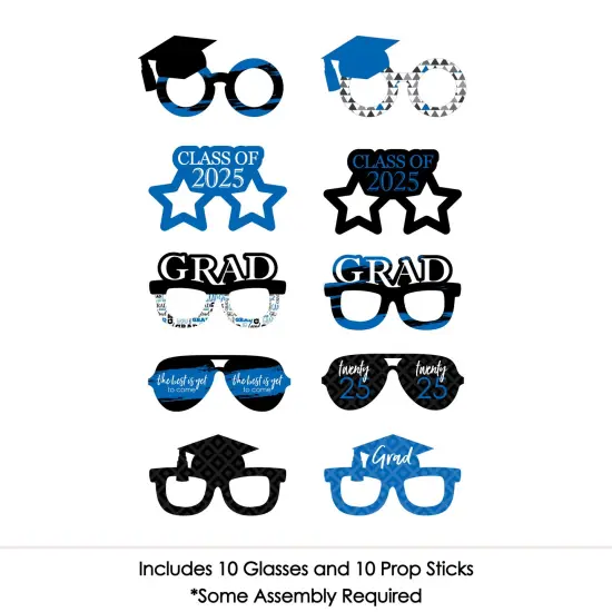 Big Dot of Happiness 2025 Blue Graduation Glasses - Paper Card Stock Party Photo Booth Props Kit - 10 Count {4}