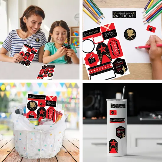 Big Dot of Happiness Red Carpet Hollywood - Movie Night Party Favor Sticker Set - 12 Sheets - 120 Stickers {6}
