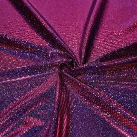 Sparkles Foiled Spandex Fabric 4 Way Stretch Nylon for Dancewear, Gymnastics & Costumes Black/Fuchsia {1}