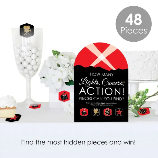 Big Dot of Happiness Red Carpet - Movie Night Party Scavenger Hunt - 1 Stand and 48 Game Pieces - Hide and Find Game {3}