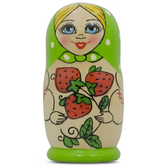 Set of 3 Green Blue and OrangeNesting Doll 4 Inches {4}