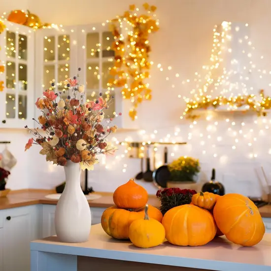 4PCS Fall Decor Vase Arrangement - White Berry {3}