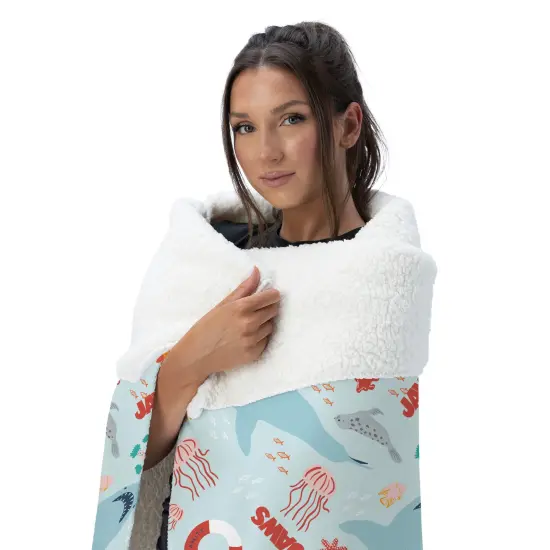 Universal Jaws Silk Touch Sherpa Throw Blanket Coastal Sharks {3}